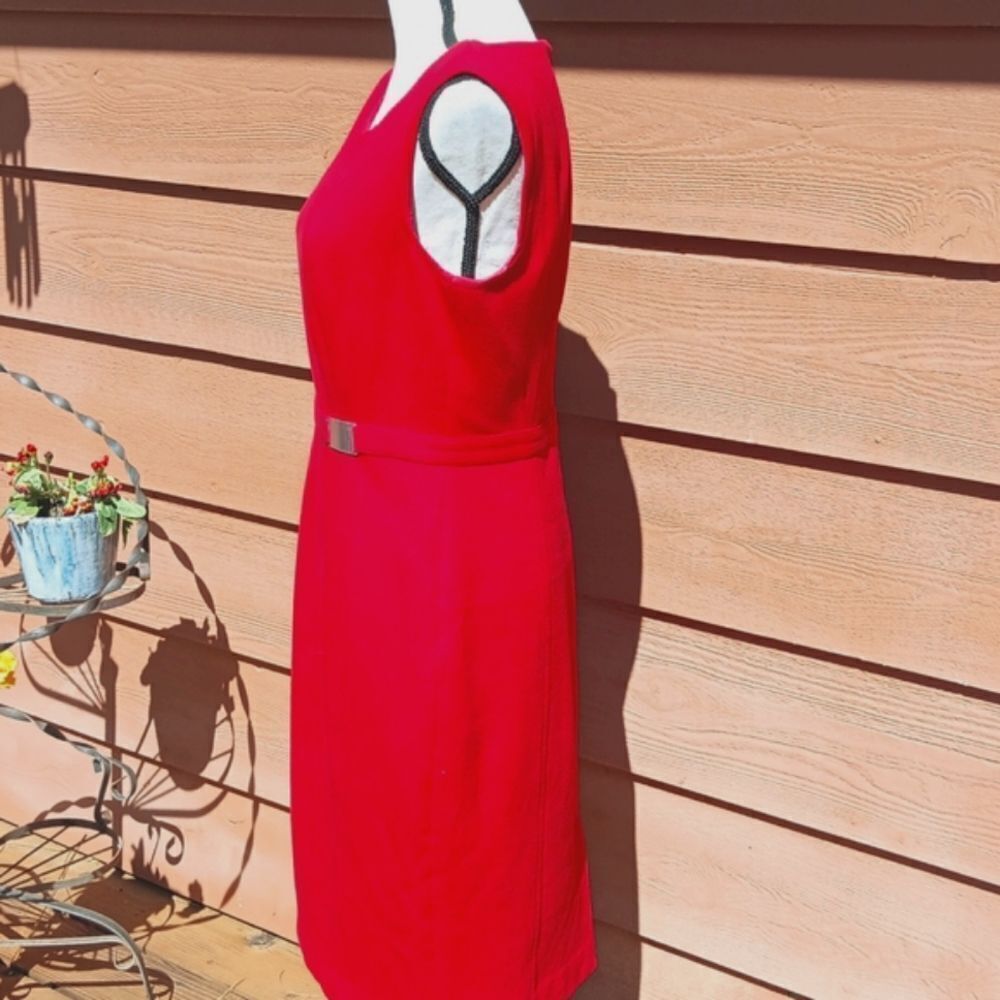 Talbots Red Textured Dress. - Picture 2 of 8